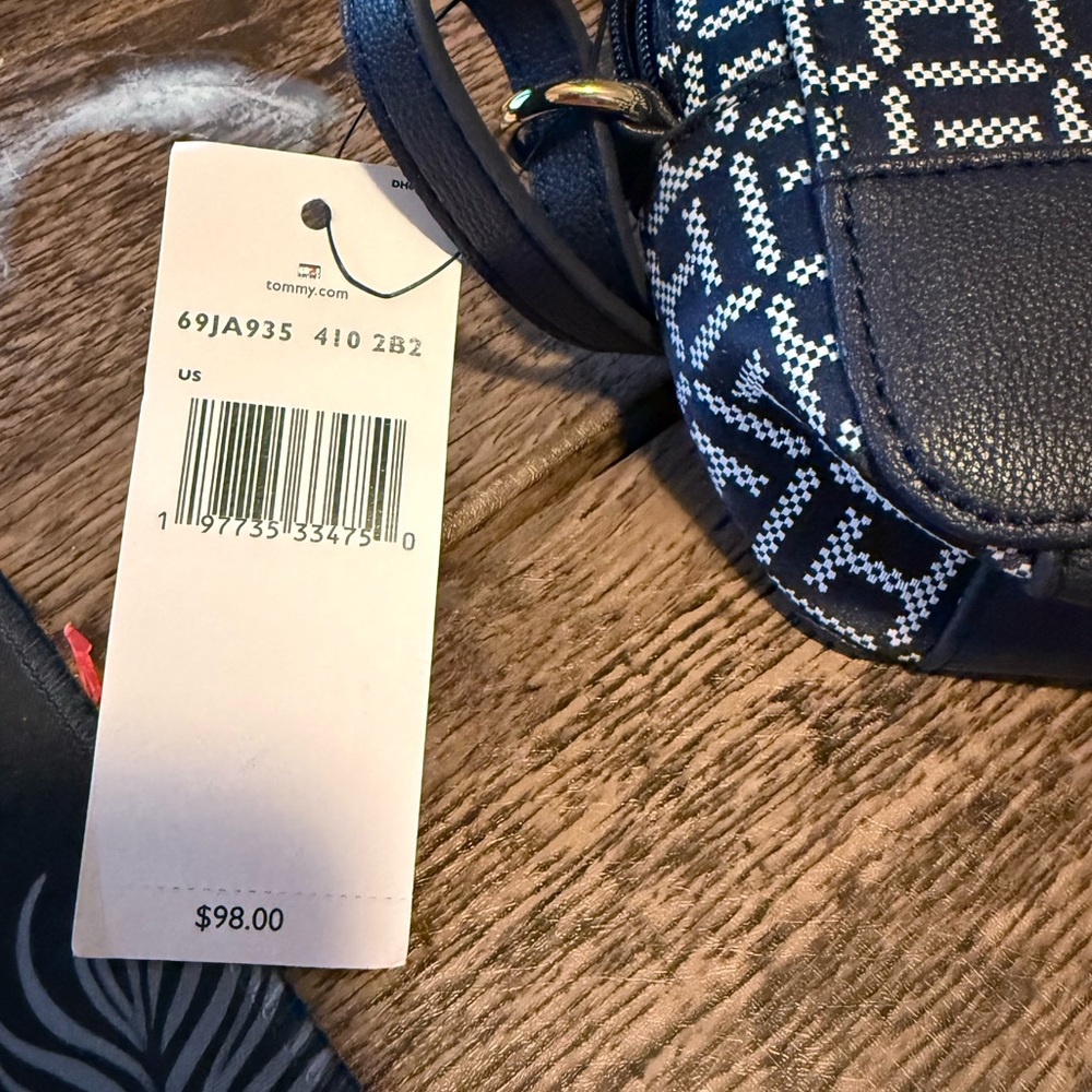 Tommy Hilfiger Blue and White Crossbody Bag with Gold Accents - Picture 3 of 3